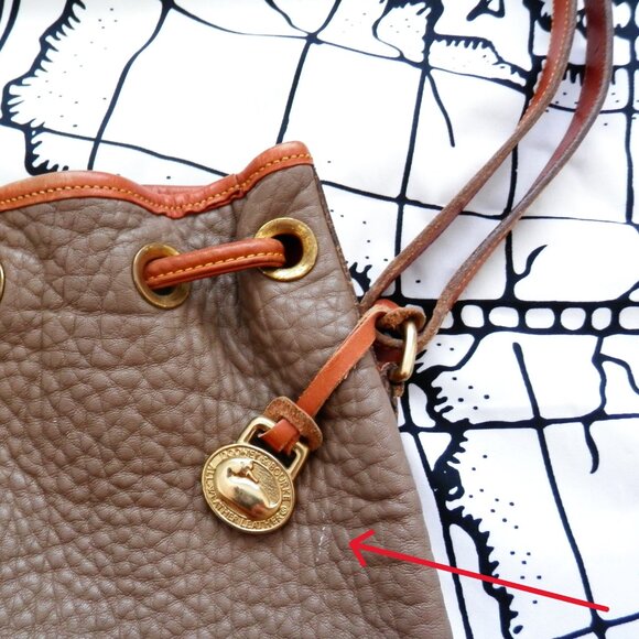 Vintage Dooney & Bourke Pebble Leather Drawstring Bucket Bag - Picture 13 of 13